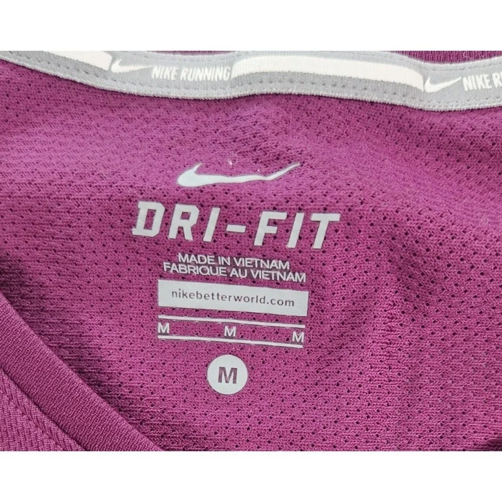 Nike Dri-FIT Womens Running Top Magenta‎ Purple Camo Mesh Back Shirt Medium